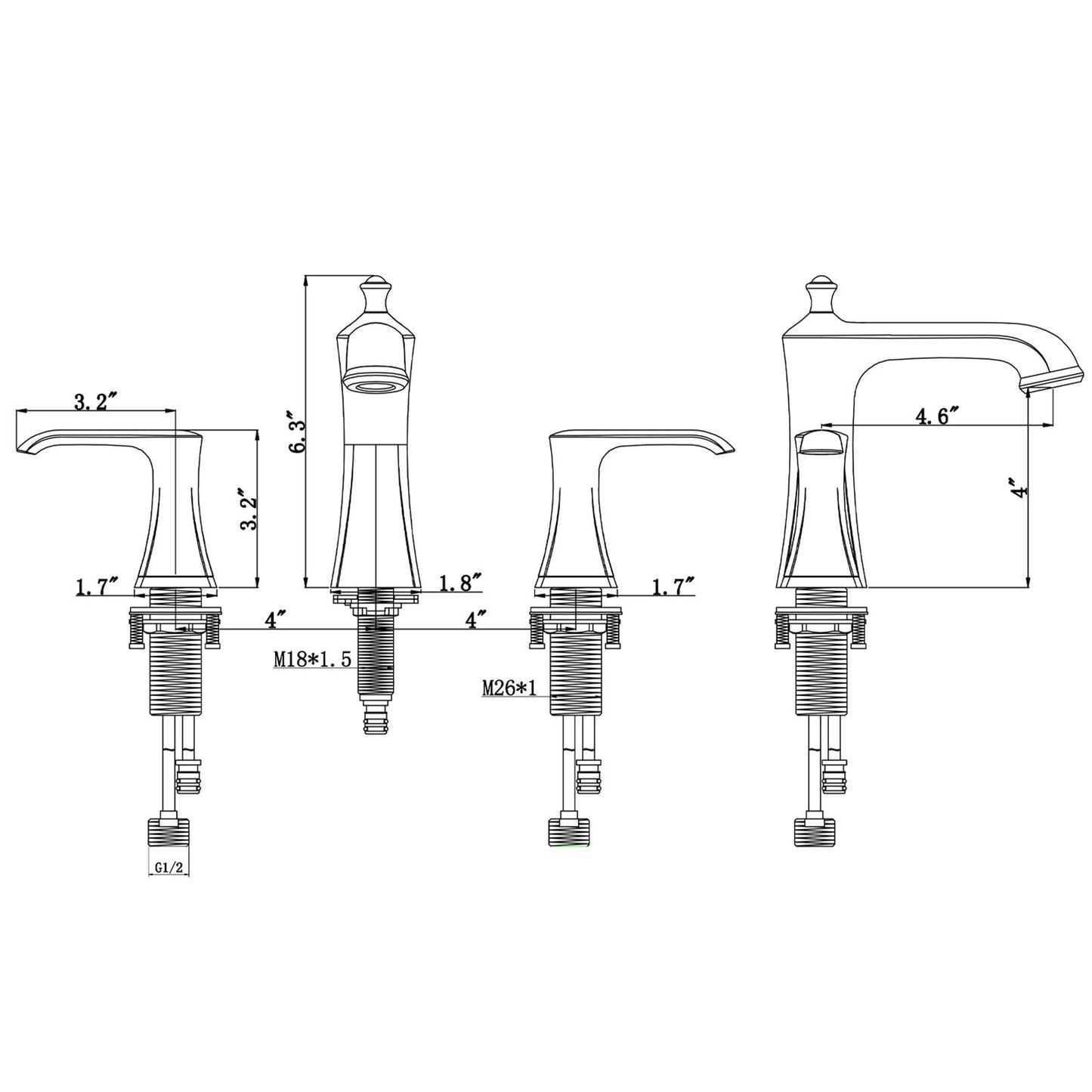 Widespread Double Handles Bathroom Sink Faucet, Brushed Nickel