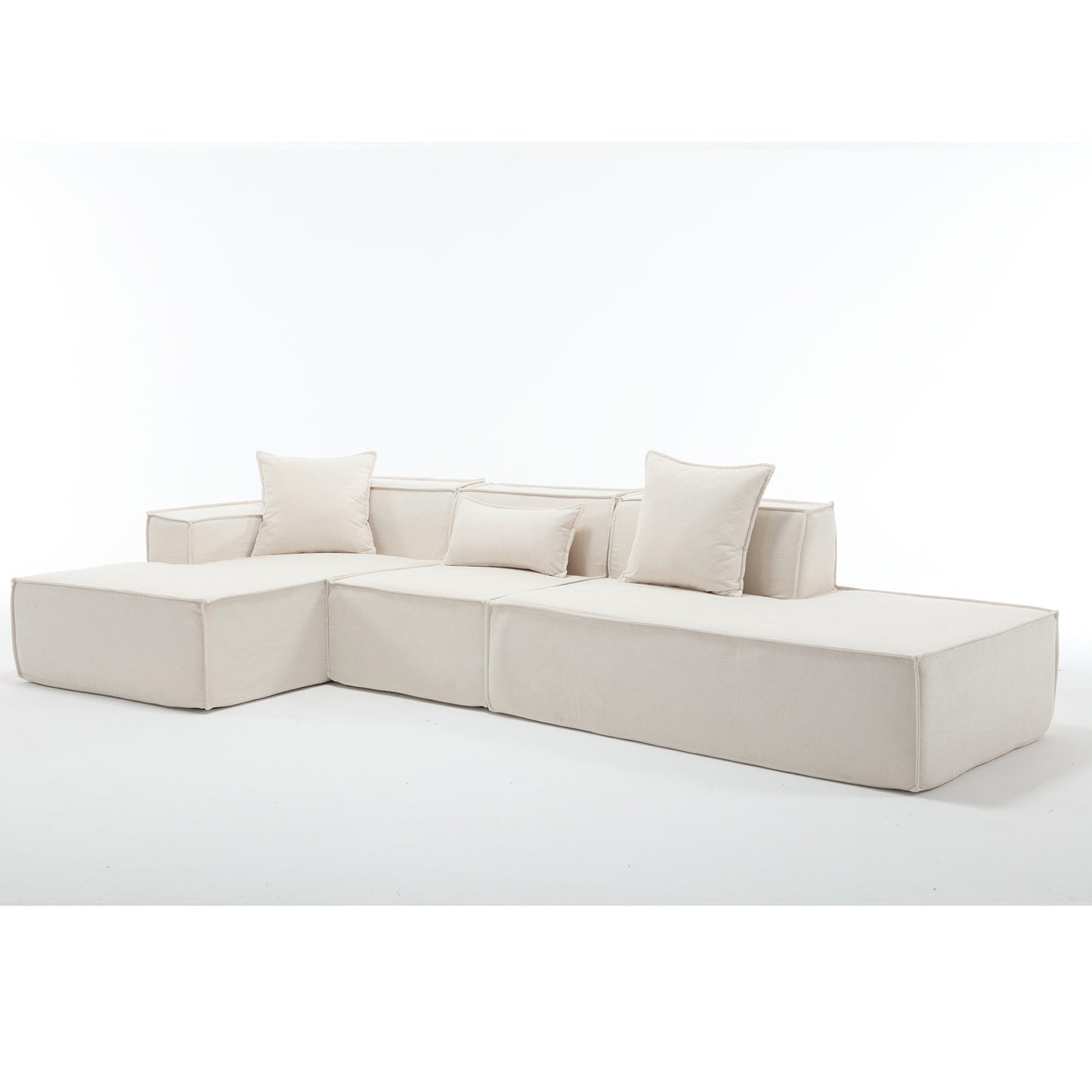 [VIDEO PROVIDED] Modular combination living room sofa set, modern minimalist sofa, free installation sofa, L-shaped, Italian minimalist tofu block sofa, Beige