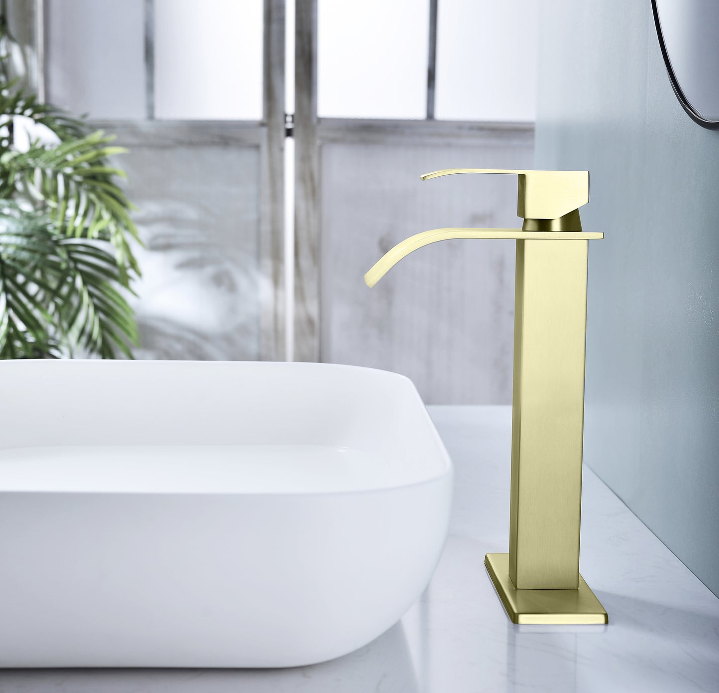 Waterfall Spout Bathroom Faucet,Single Handle Bathroom Vanity Sink Faucet