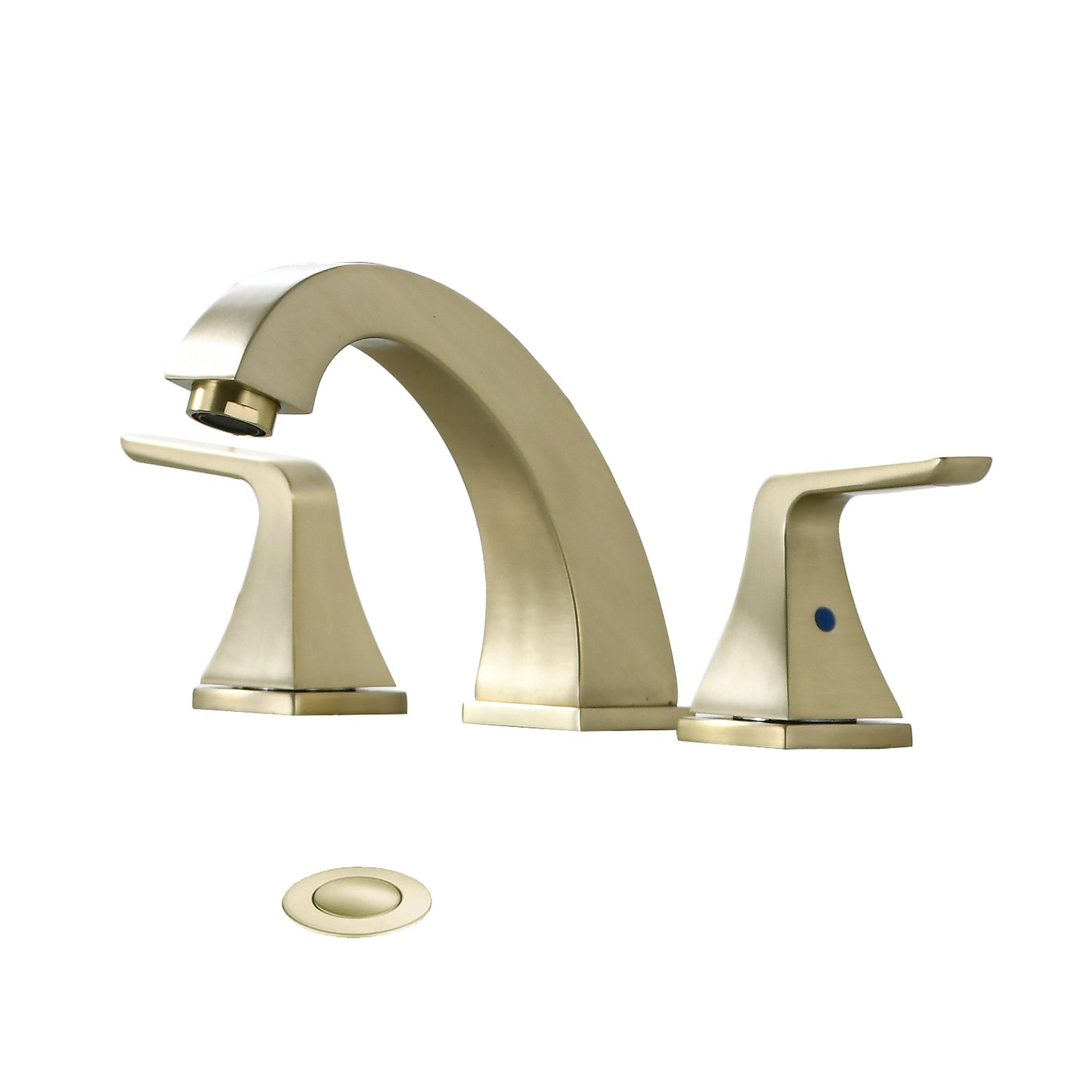 Widespread 2 Handles Bathroom Faucet with Pop Up Sink Drain Brushed Golden