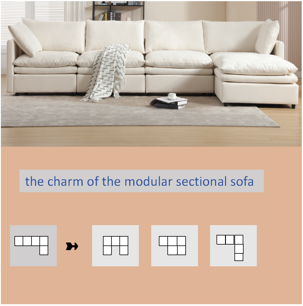 [VIDEO PROVIDED] Modern U-shaped Sectional Sofa ,5-seat Upholstered  Sofa Furniture,Sleeper Sofa Couch with Chaise Lounge for Living Room,Apartment,Beige, Polyester