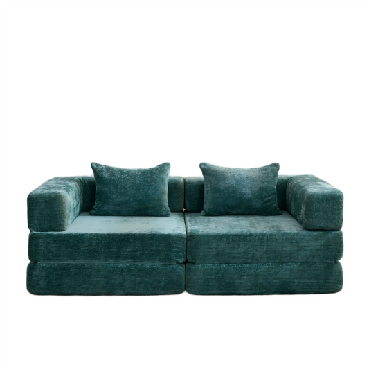 Compression Sofa,Convertible Floor Sofa Bed with Fixed-Shape Frame, Loveseats Boneless Modular Sectional Sofa,No Assembly Required,Chenille fabric,for Living Room Bedroom,Dark Green