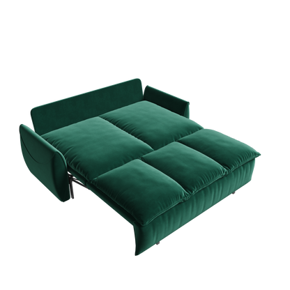 70.9' Pull Out Sofa Bed, 3-Seat Convertible Sleeper Sofa with 2-in-1 Pillow and Blanket Set,Multi-Functional Velvet Sofa Bed,Green