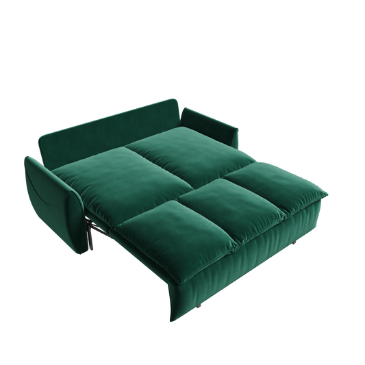 70.9' Pull Out Sofa Bed, 3-Seat Convertible Sleeper Sofa with 2-in-1 Pillow and Blanket Set,Multi-Functional Velvet Sofa Bed,Green