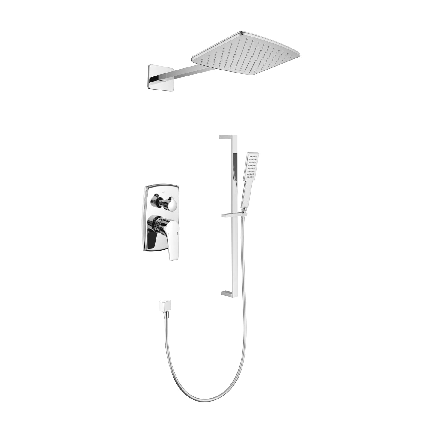 Wall Mounted Waterfall Rain Shower System With 3 Body Sprays & Handheld Shower