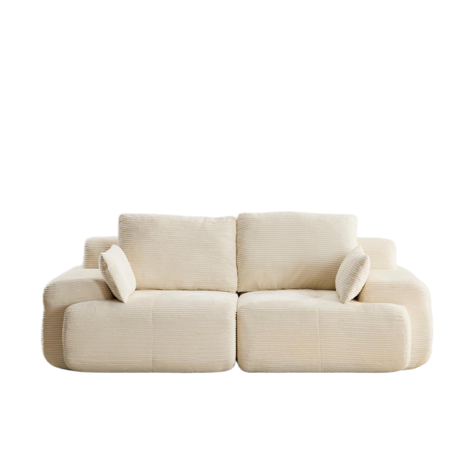 Modern Memory Foam Compressed Sofa,2 Seater Large Sectional Couches for Living Room,Pet-Friendly Cloud Modular Sectional Sofa,Corduroy Fabric,Extra Deep Loveseat,No Assembly required, Beige