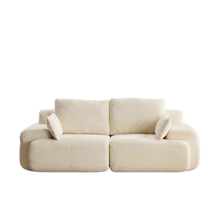 Modern Memory Foam Compressed Sofa,2 Seater Large Sectional Couches for Living Room,Pet-Friendly Cloud Modular Sectional Sofa,Corduroy Fabric,Extra Deep Loveseat,No Assembly required, Beige