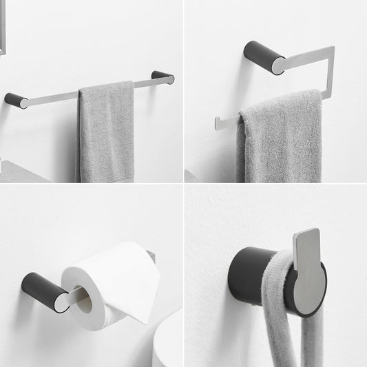 Bathroom Hardware Set Black and Nickel 4-Pieces Bathroom Towel Rack 24 Inches Bathroom Accessories Set