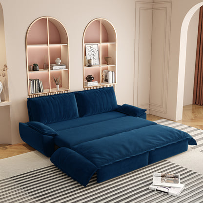 73.2' Queen Pull Out Sofa Bed,3-in-1 Convertible Sleeper Sofa,Multi-Functional Velvet Loveseat Bed,Blue(Old Sku:W1885S00124)