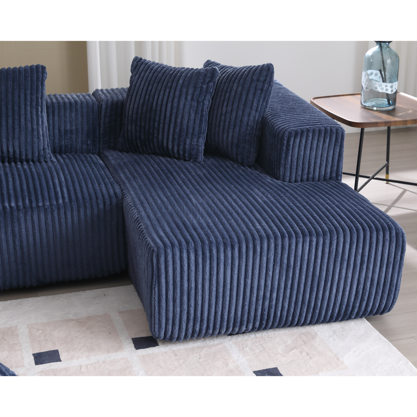 [NEW ARRIVED] [VIDEO PROVIDED]131'' Modular Sectional Couch, U-shaped sofa , Chaise Lounge, Striped fabric,Upholstered 4 Seater Couch for Living Room, Bedroom, Free Combination Sofa (Corduroy), Blue