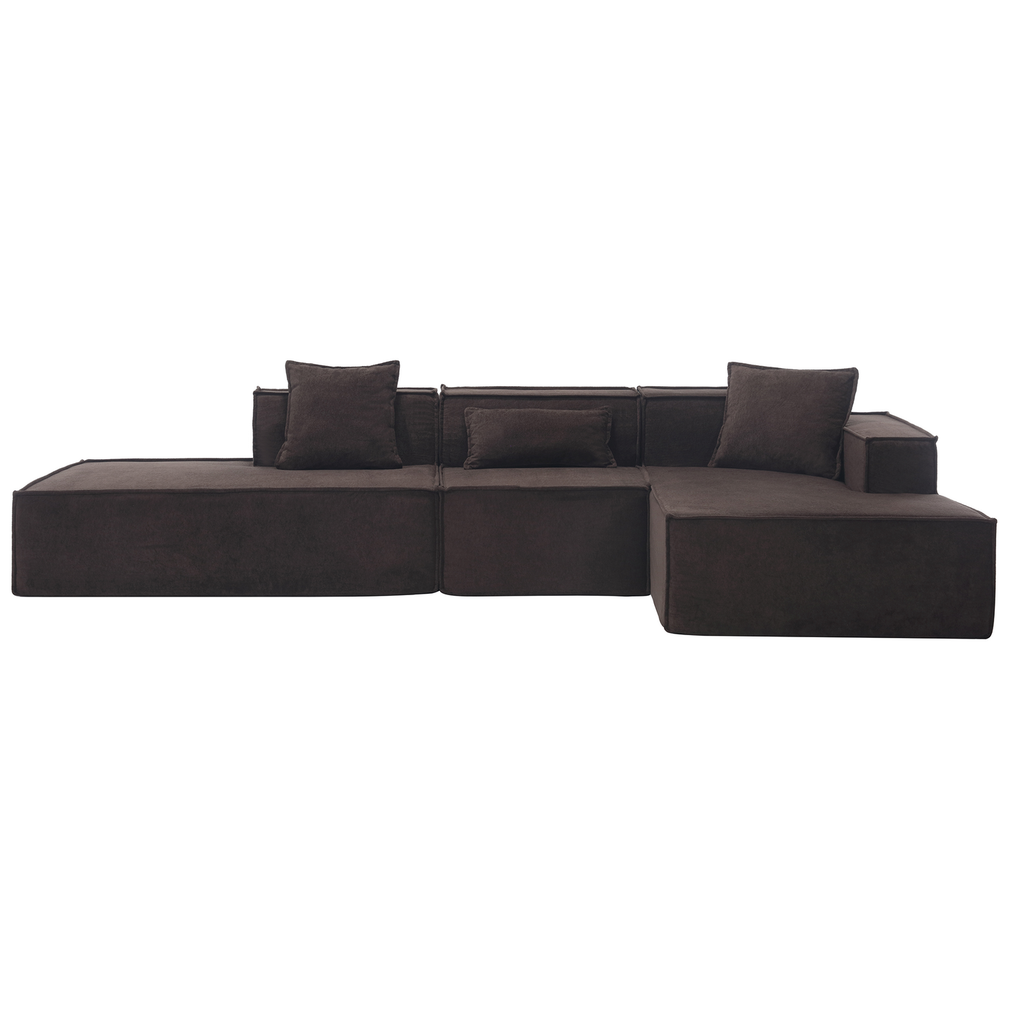 [VIDEO PROVIDED] Modular combination living room sofa set, modern minimalist sofa, free installation sofa, L-shaped, Italian minimalist tofu block sofa,Right-Hand Facing, Dark brown