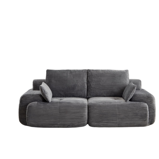 Modern Memory Foam Compressed Sofa,2 Seater Large Sectional Couches for Living Room,Pet-Friendly Cloud Modular Sectional Sofa,Corduroy Fabric,Extra Deep Loveseat,No Assembly required, Grey