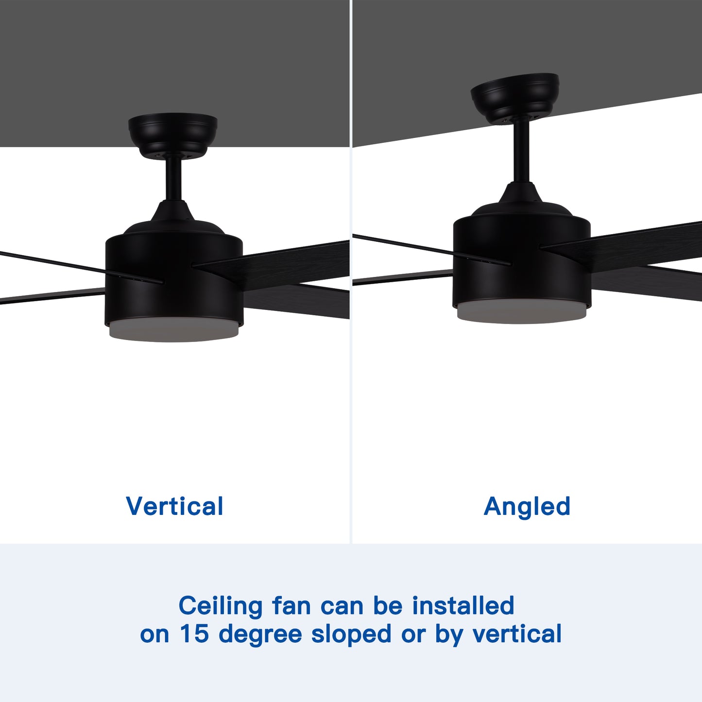 YUHAO Iluminación de ventilador de techo LED integrada de 44 pulgadas con hoja de ABS blanca