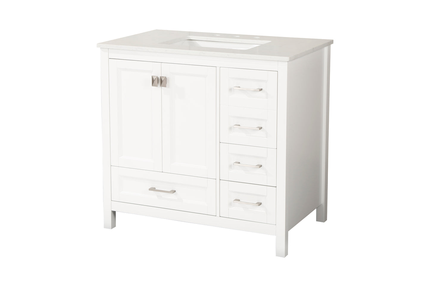 Vanity Sink Combo featuring a Marble Countertop, Bathroom Sink Cabinet, and Home Decor Bathroom Vanities - Fully Assembled White 36-inch Vanity with Sink 23V03-36WH