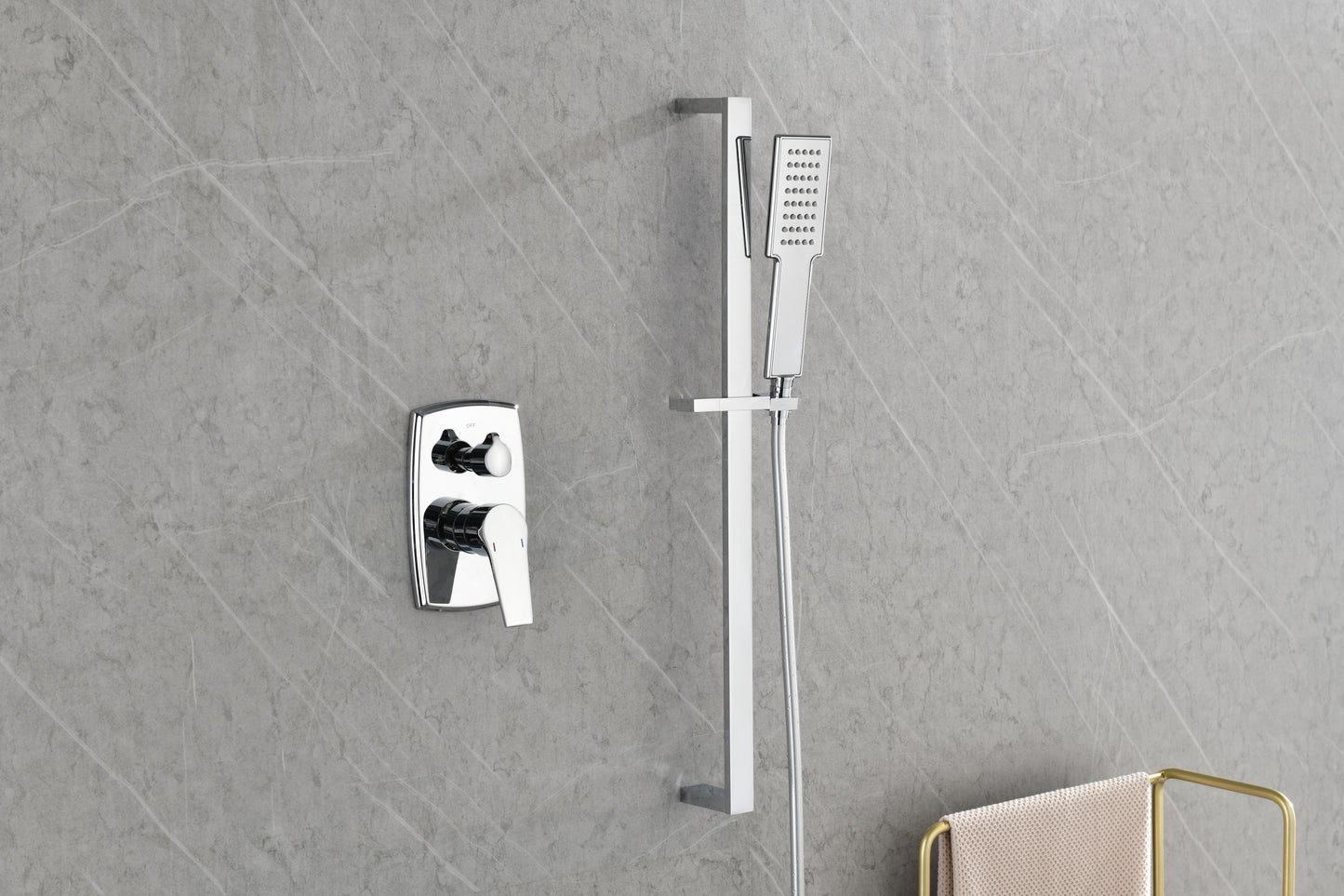 Wall Mounted Waterfall Rain Shower System With 3 Body Sprays & Handheld Shower