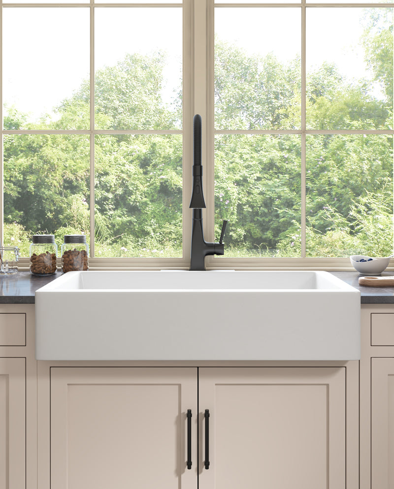 White Farmhouse Sink Deep Apron Sink Undermount Farmhouse Kitchen Sink Single Farm Sink