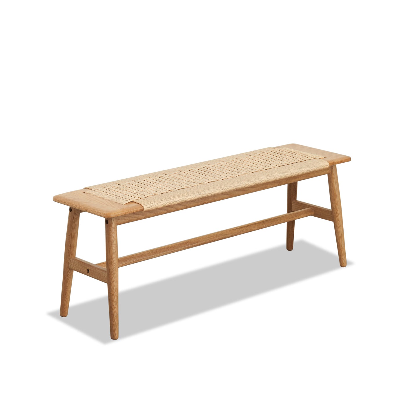 Banco de comedor de madera de roble Natural de diseño tejido, banco de cama para comedor, dormitorio, baño