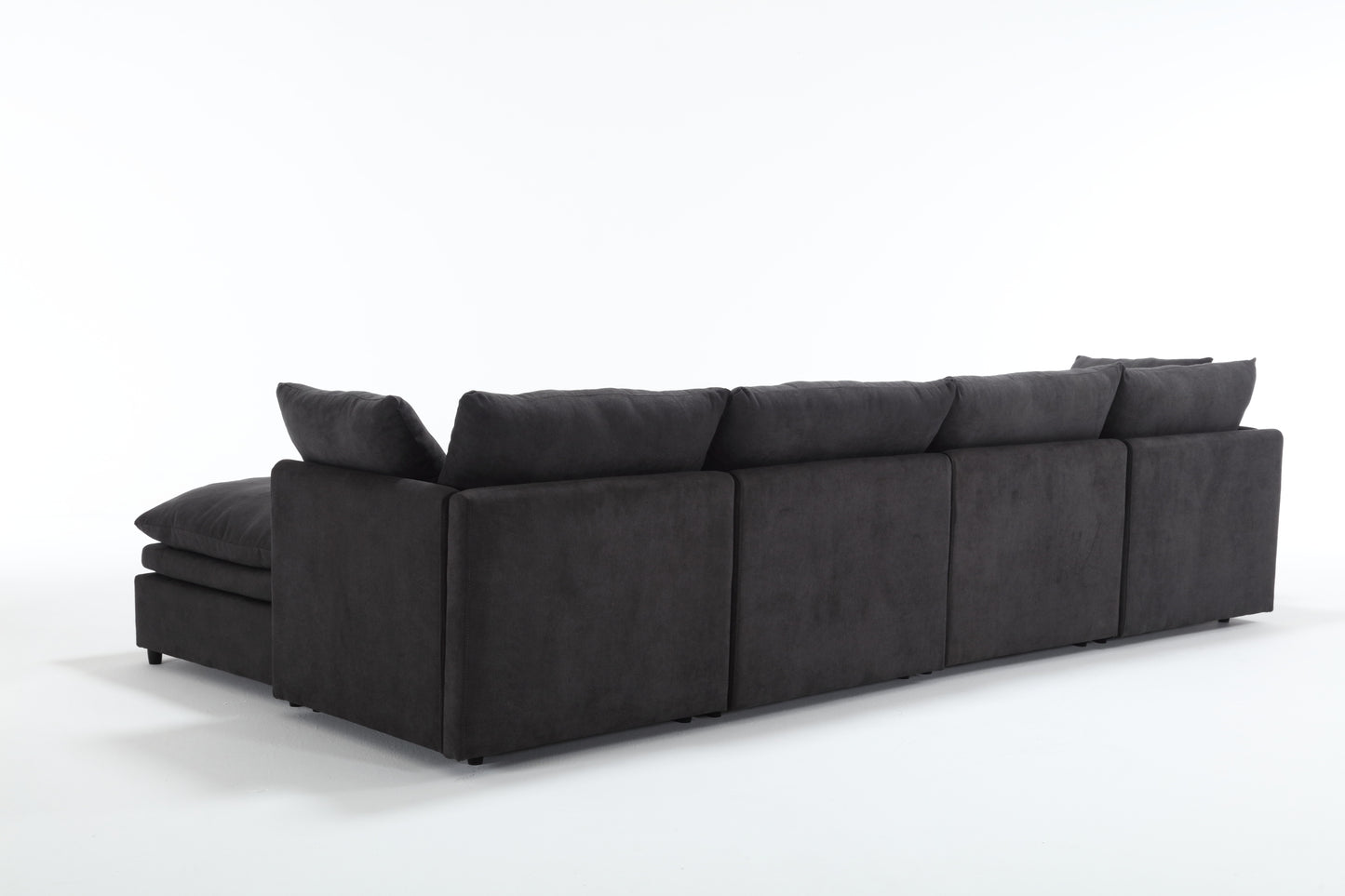 [VIDEO PROVIDED] Modern U-shaped Sectional Sofa ,5-seat Upholstered  Sofa Furniture,Sleeper Sofa Couch with Chaise Lounge for Living Room,Apartment,Dark Gray,Polyester