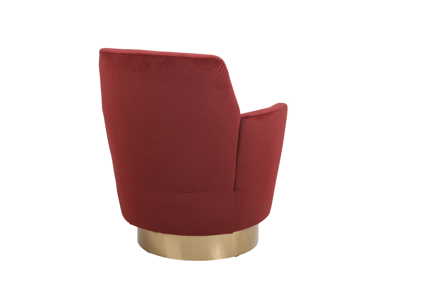 Silla de barril giratoria de terciopelo, sillas giratorias decorativas, sillón para sala de estar, sillas de lectura para dormitorio, cómodas, sillas de barril redondas con base de acero inoxidable dorado (rojo pardusco)