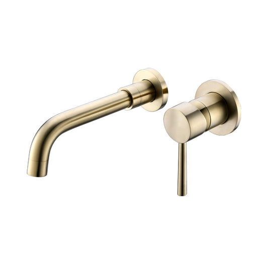 Wall Mount Single Handle Bathroom Faucet Brushed Gold