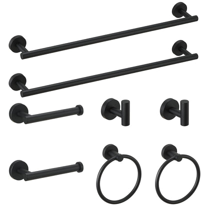 8-Pieces Black Bathroom Accessories Set, Stainless Steel Bathroom Hardware Set, Bath Towel Bar Set, Towel Racks for Bathroom Wall Mounted.