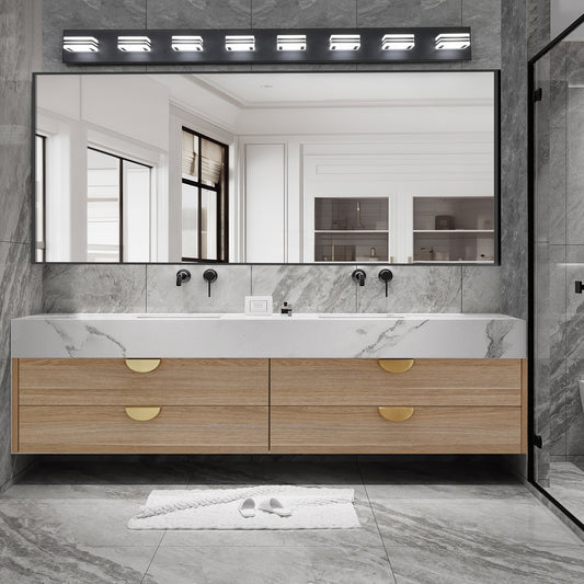 52' Modern 8-Light LED Vanity Light - Sleek Bathroom Wall Fixture, Iron & Acrylic, Dimmable & Energy-Efficient for Bathroom, Mirror Lighting