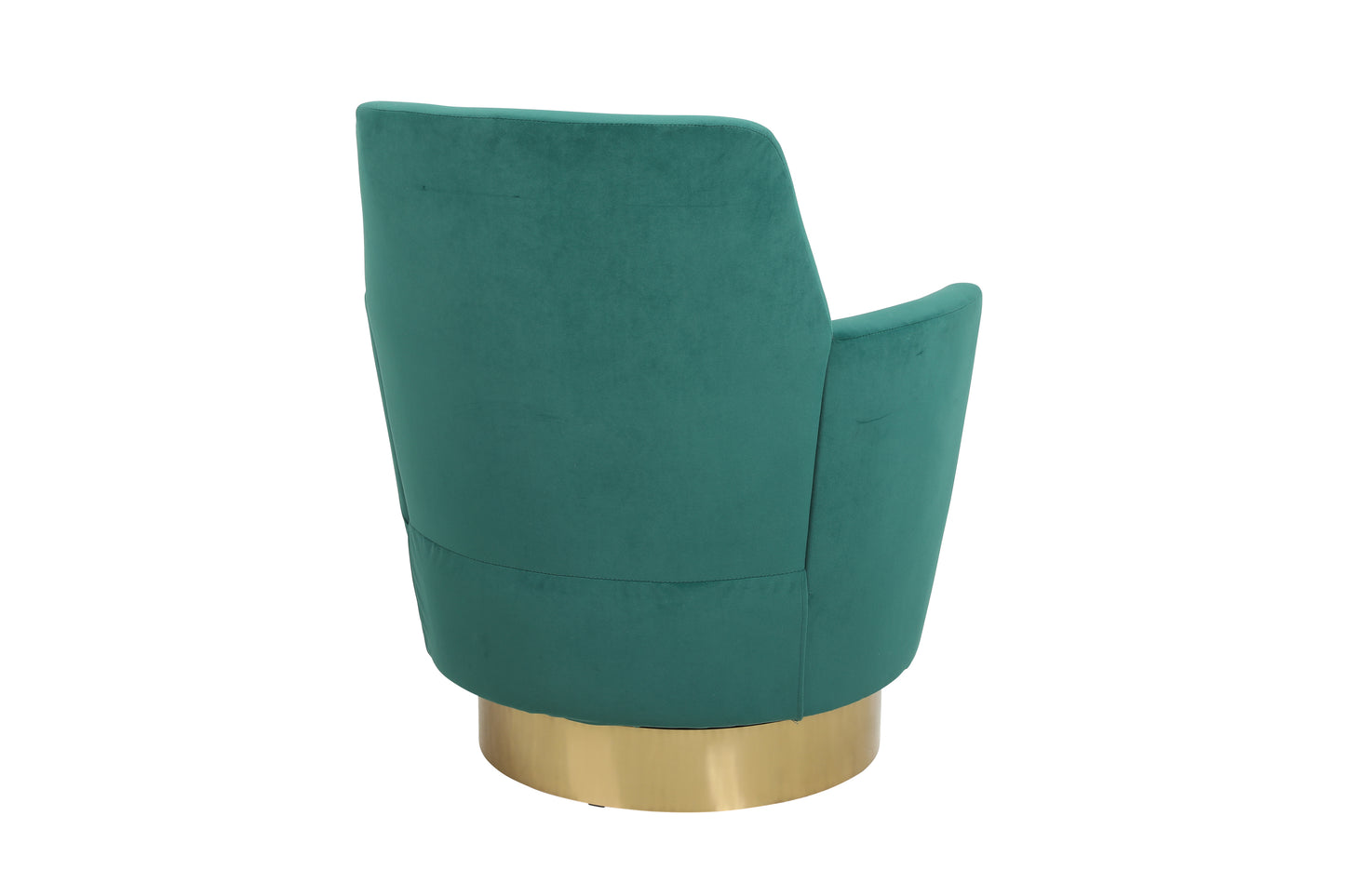 Velvet Swivel Barrel Chair, Swivel Accent Chairs Armchair for Living Room, Reading Chairs for Bedroom Comfy, Round Barrel Chairs with Gold Stainless Steel Base (Emerald)