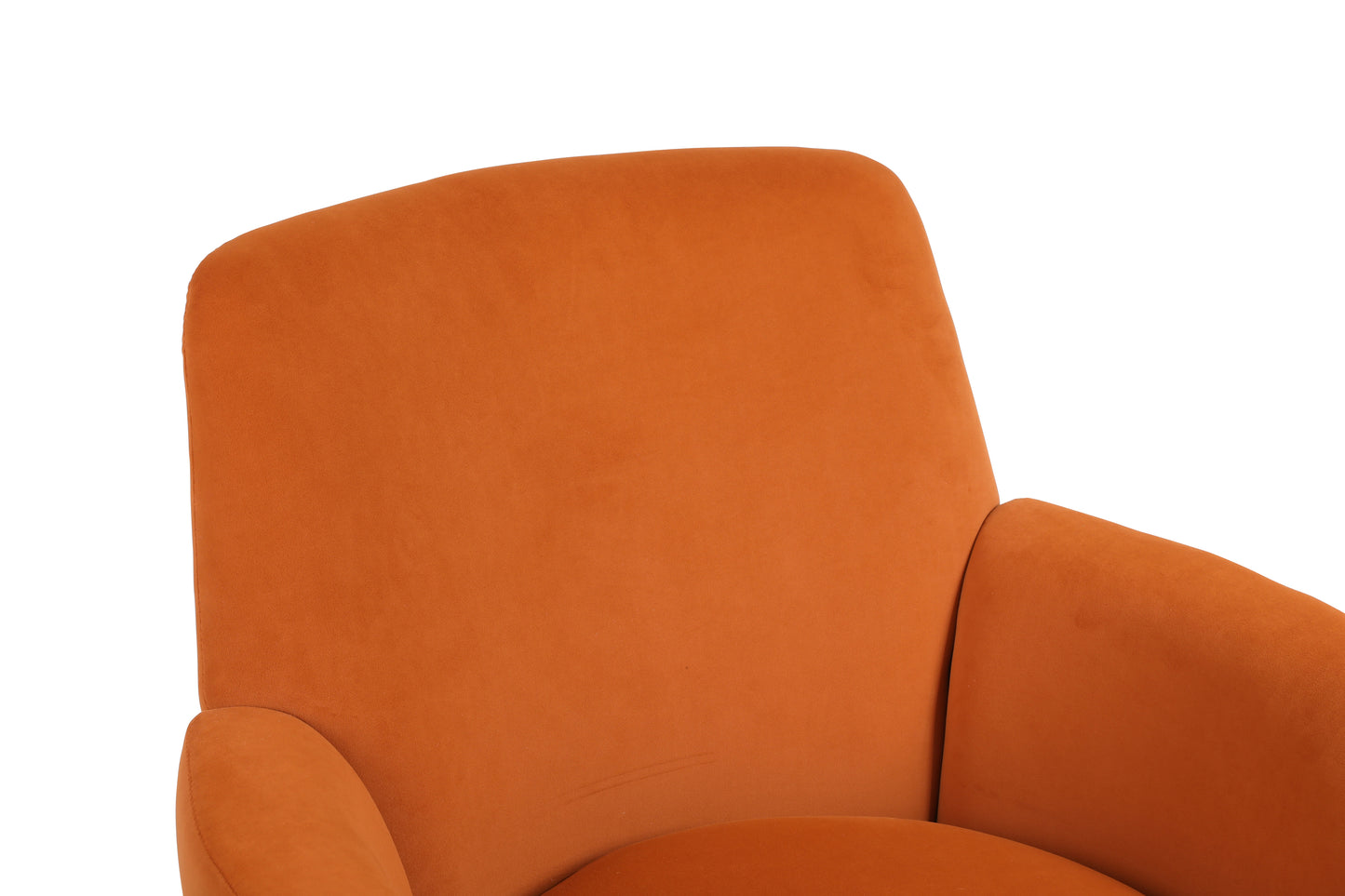 Silla giratoria de terciopelo, sillas giratorias decorativas, sillón para sala de estar, sillas de lectura para dormitorio, cómodas, sillas redondas con base de acero inoxidable dorado (naranja)