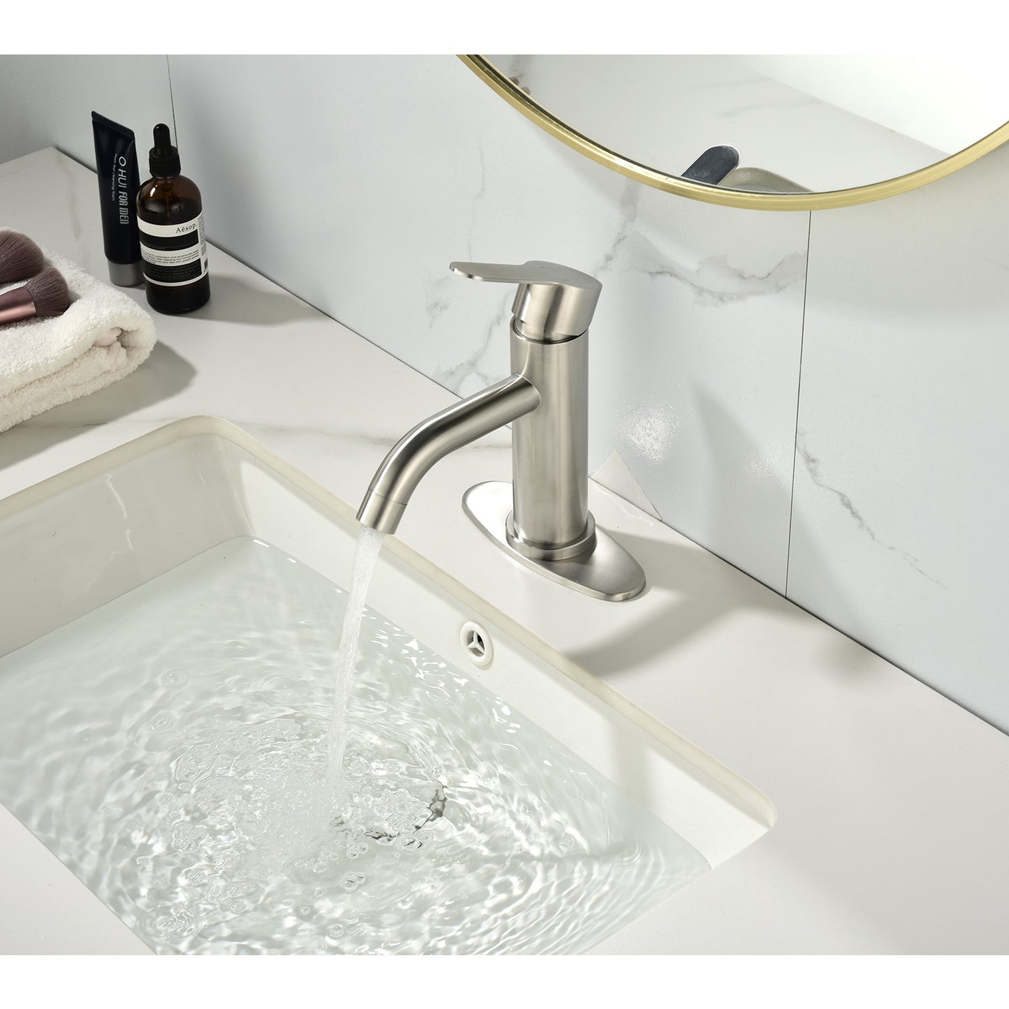 Waterfall Spout Bathroom Faucet,Single Handle Bathroom Vanity Sink Faucet