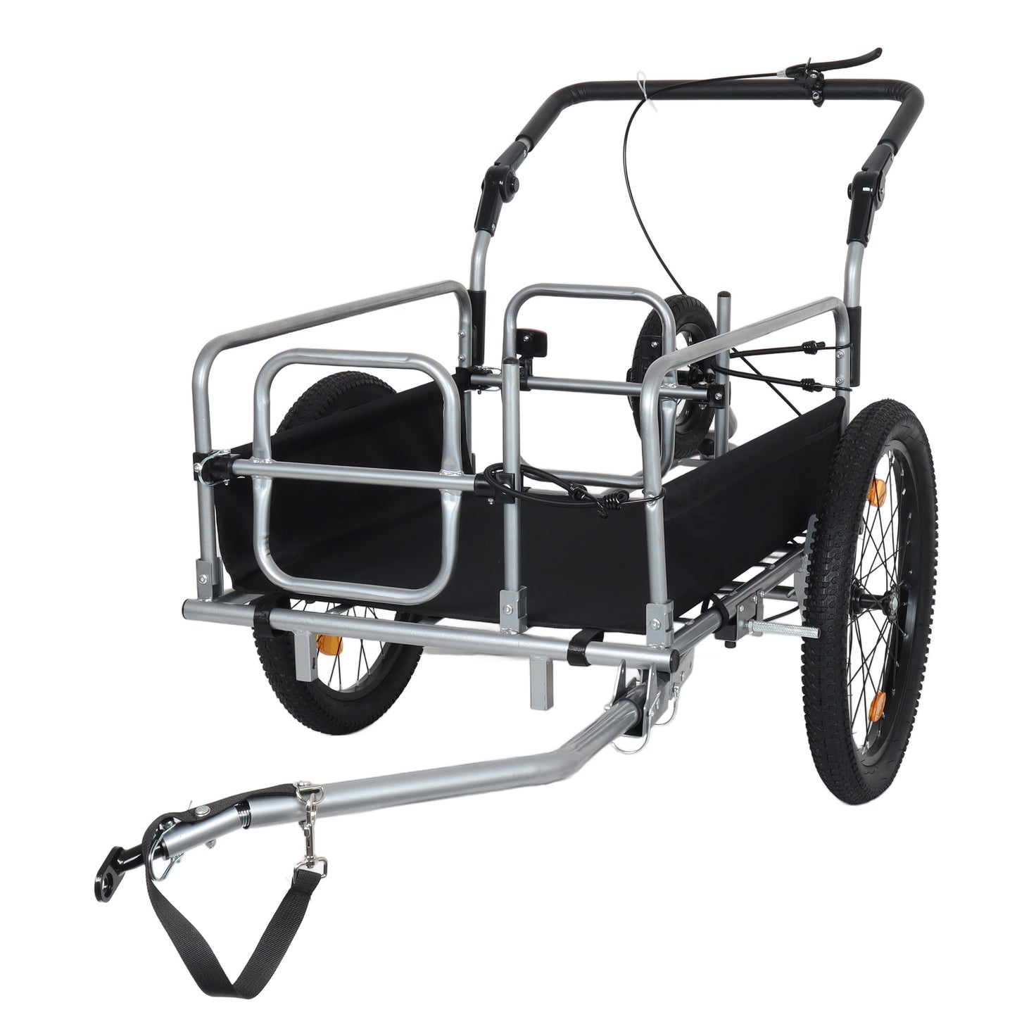 3-in-1 Heavy-Duty Bike Cargo Trailer -Bike Compatible Steel Frame, 110lb Capacity, Convertible Stroller & Pull Cart w/Suspension, 20 *2-3/8' FAT tire