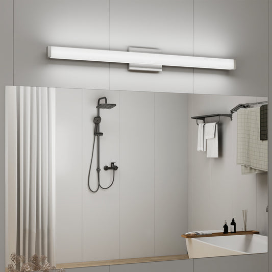 Bathroom Vanity Light Brushed Nickel Square LED 41 inch 24W 6000K Cool White Light Wall Bar Lighting Fixtures Over Mirror (Brushed Nickel, 41in)