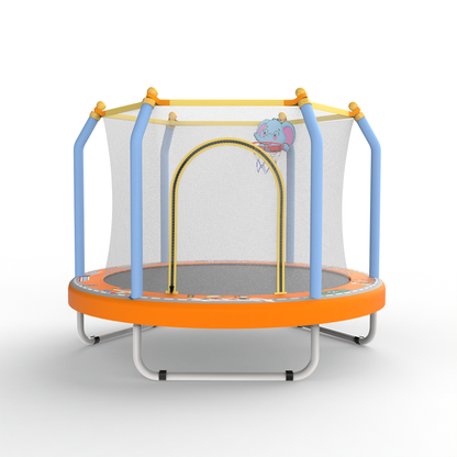 55-inch Trampoline for Kids Indoor & Outdoor Small Toddler Trampoline with Basketball Hoop