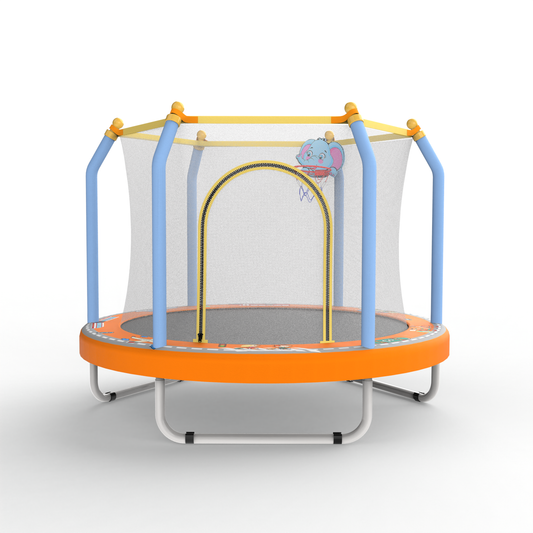 55-inch Trampoline for Kids Indoor & Outdoor Small Toddler Trampoline with Basketball Hoop