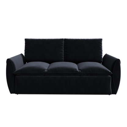 70.9' Pull Out Sofa Bed, 3-Seat Convertible Sleeper Sofa with 2-in-1 Pillow and Blanket Set,Multi-Functional Velvet Loveseat Bed,Black