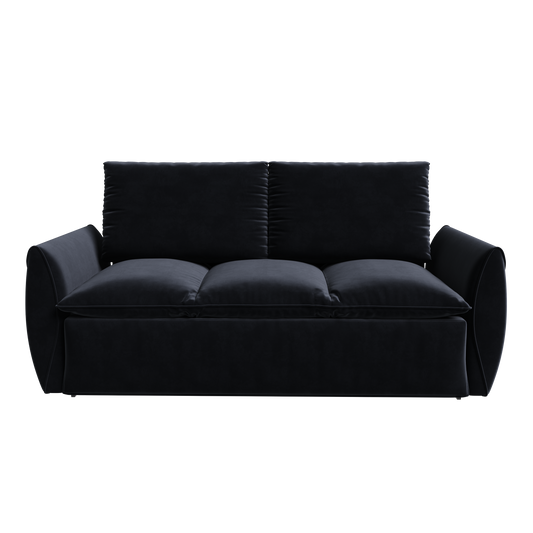 70.9' Pull Out Sofa Bed, 3-Seat Convertible Sleeper Sofa with 2-in-1 Pillow and Blanket Set,Multi-Functional Velvet Loveseat Bed,Black