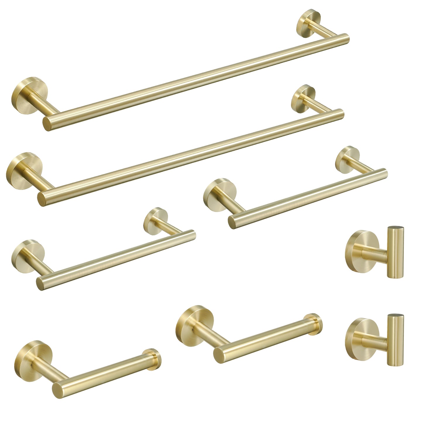 8-Pieces Brushed Nickel Gold Bathroom Accessories Set, Stainless Steel Bathroom Hardware Set, Bath Towel Bar Set, Towel Racks for Bathroom Wall Mounted.
