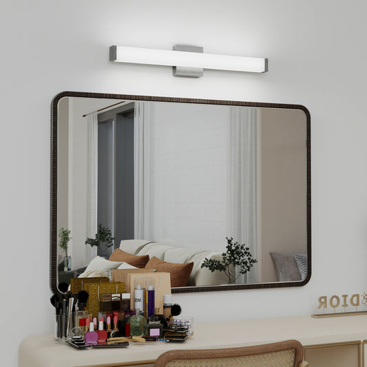 Bathroom Vanity Light Brushed Nickel Square LED 25 inch 14W 6000K Cool White Light Wall Bar Lighting Fixtures Over Mirror (Brushed Nickel, 25in)