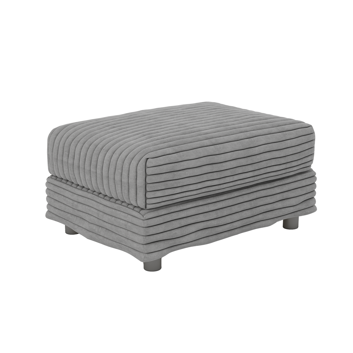 Plush Corduroy Ottoman to Combine with 2 Seater Sofa, 3 Seater Sofa and 4 Seater Sofa, Suitable for Living Rooms, Apartments, Offices,Grey