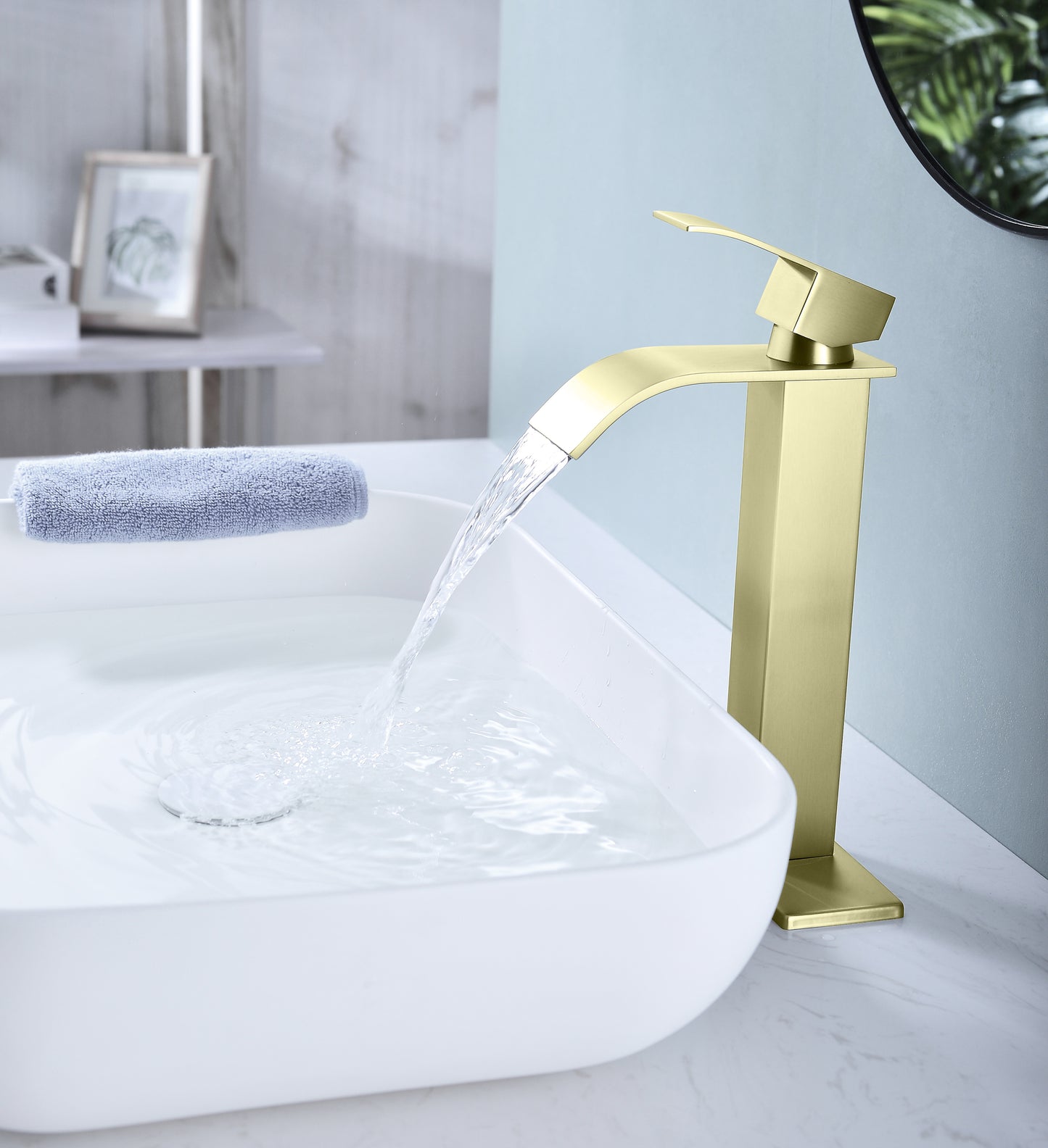 Waterfall Spout Bathroom Faucet,Single Handle Bathroom Vanity Sink Faucet