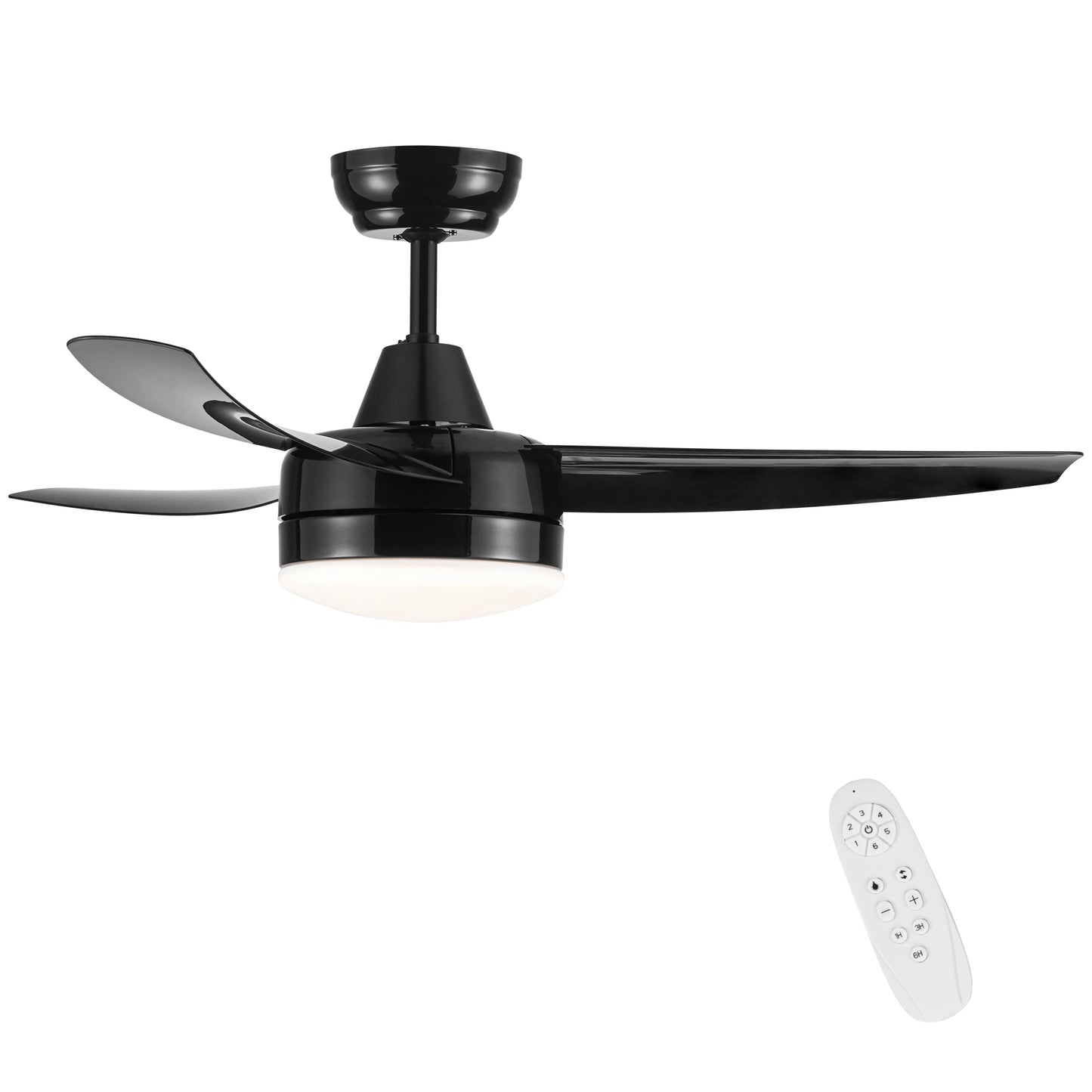 YUHAO 42-Inch 3-Blade Matte Black DC Motor Modern Contemporary LED Ceiling Fan-42 in x 42 in x 10.34 in