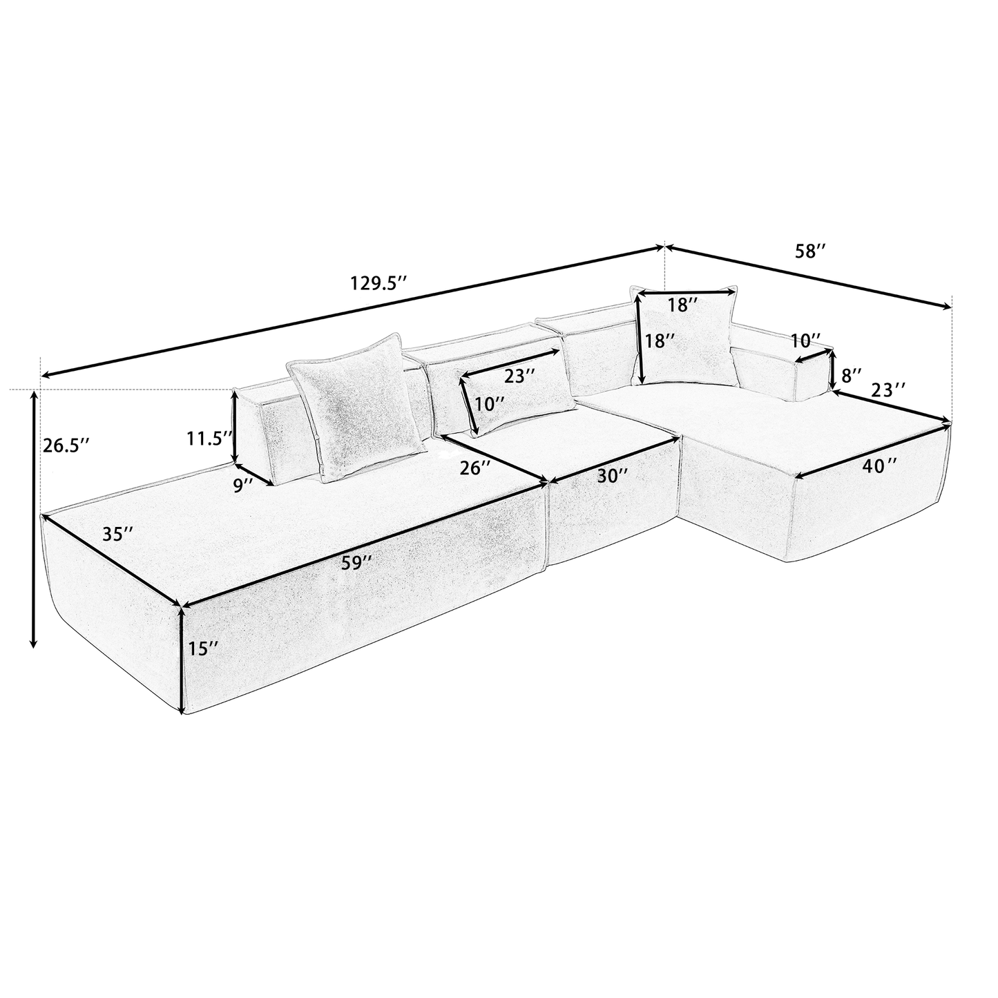 [VIDEO PROVIDED] Modular combination living room sofa set, modern minimalist sofa, free installation sofa, L-shaped, Italian minimalist tofu block sofa,Right-Hand Facing, Dark brown