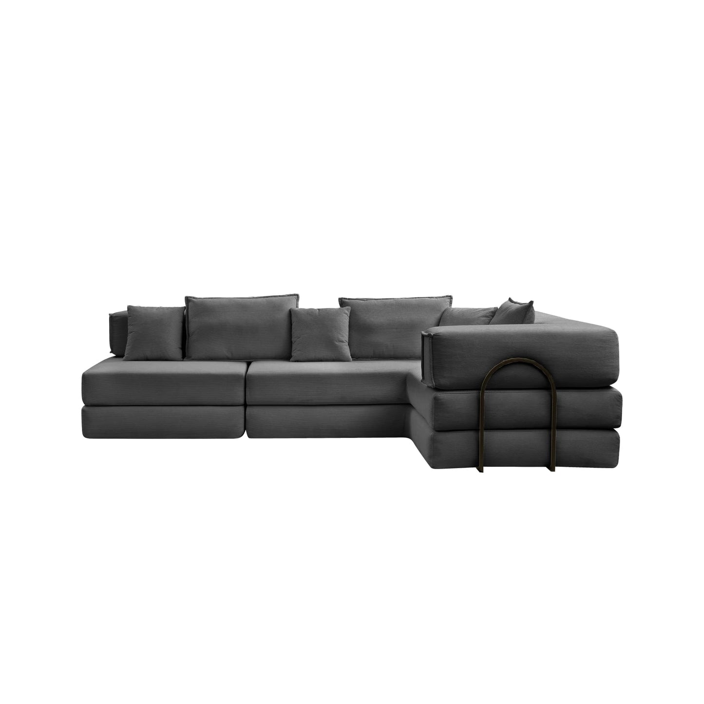 Oversized Upholstered Sectional Sofa Couch Set, Modular 118.2 ' L Shaped Floor Living Room Sofa Set With 6 Pillows, DIY Combination Sofa Couch for living rooms, apartments,bedrooms, Dark Grey