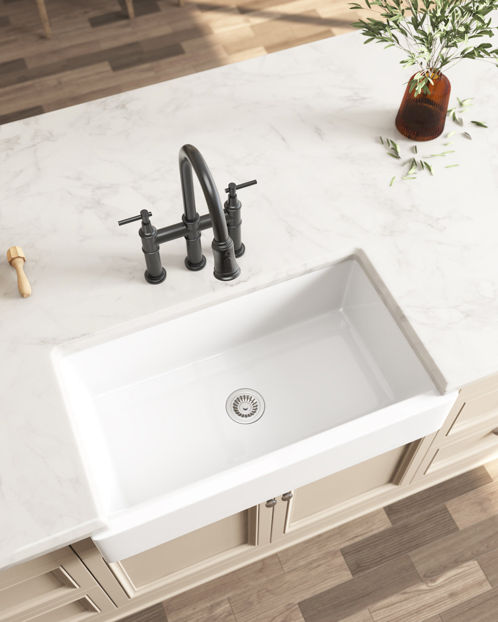 White Farmhouse Sink Deep Apron Sink Undermount Farmhouse Kitchen Sink Single Farm Sink