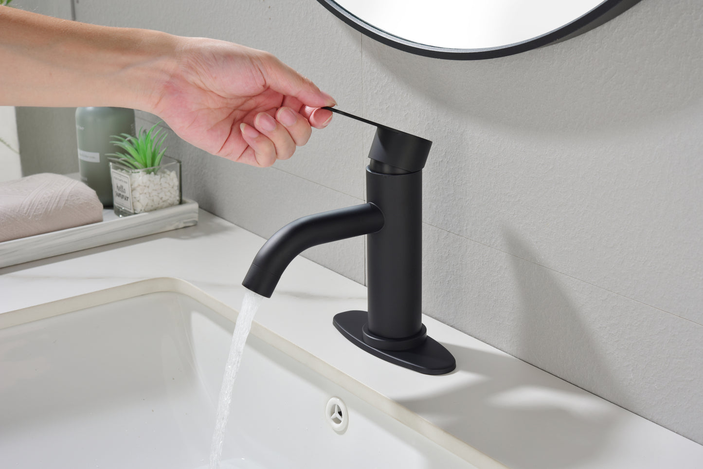 Waterfall Spout Bathroom Faucet,Single Handle Bathroom Vanity Sink Faucet