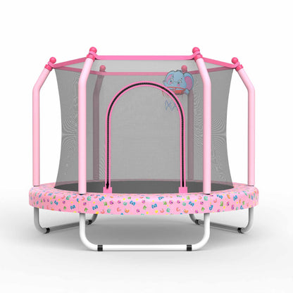 55-inch Trampoline for Kids Indoor & Outdoor Small Toddler Trampoline with Basketball Hoop