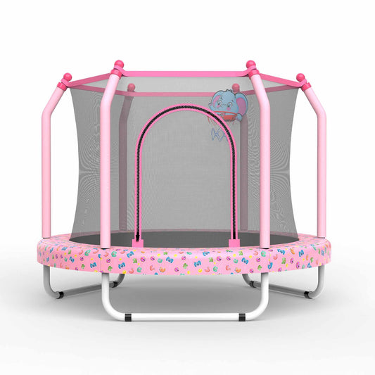 55-inch Trampoline for Kids Indoor & Outdoor Small Toddler Trampoline with Basketball Hoop