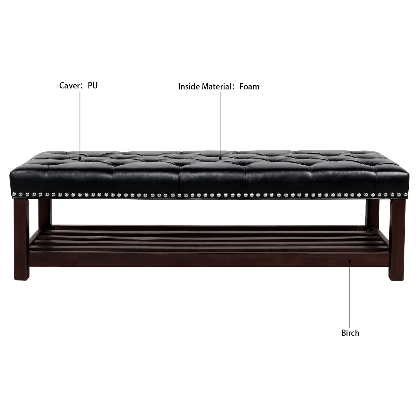 Wooden Base Upholstered Bench for Bedroom for Entryway