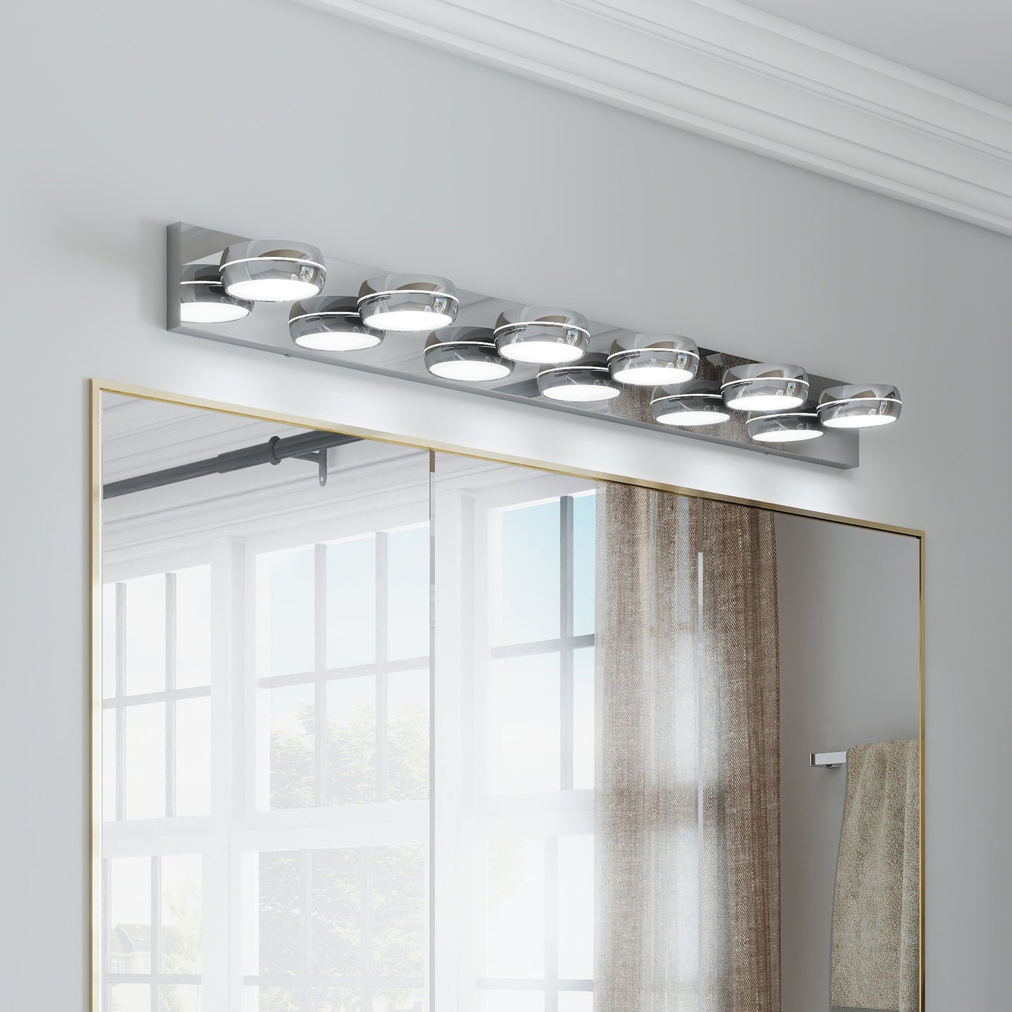 LED Vanity Lights 43in Bathroom Lights Fixtures over Mirror 6 Light LED Lighting Fixture for Bathroom 18W Mirror Lighting Fixture Modern Bath Light Bar Chrome Bath
