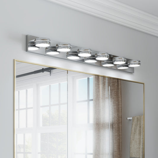 LED Vanity Lights 43in Bathroom Lights Fixtures over Mirror 6 Light LED Lighting Fixture for Bathroom 18W Mirror Lighting Fixture Modern Bath Light Bar Chrome Bath