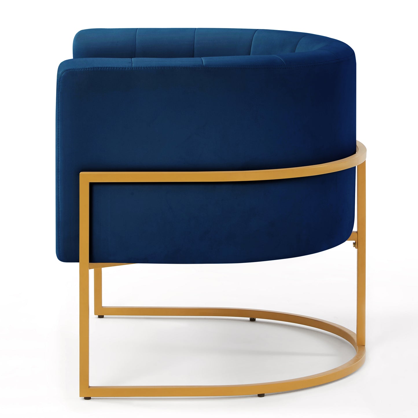 Upholstered Velvet Accent Chair with Golden Metal Stand,Mid-Century  Living Room Leisure Chair with Curve Backrest  -Navy